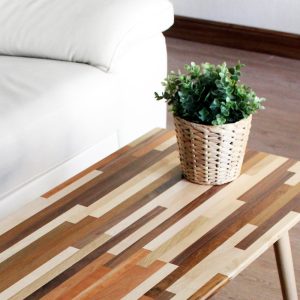 42" Mixed Wood Coffee Table - Classic Mid Century Modern Furniture Eames Style Boho Design