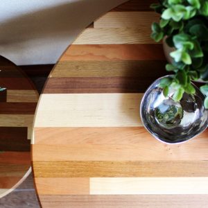 Mixed Wood End / Side Table or Night Stand - Classic Geometric Modern Mid Century Hardwood  Boho Furniture Eames Style Design