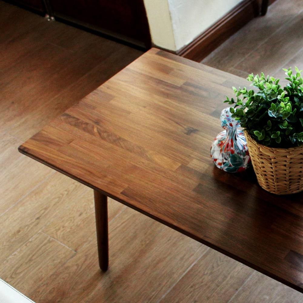 Classic Walnut Teak Coffee Table - Mid Century Modern Eames Style Design Boho Wood Furniture - Image 3