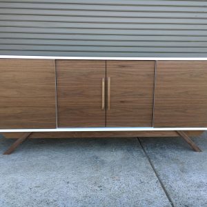 72" Bespoke Statement Credenza - 4 Doors, No Drawers - White & Walnut