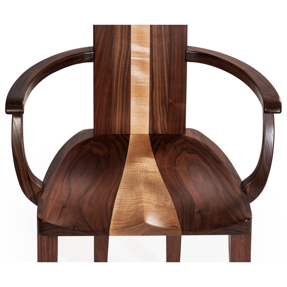 Dining Chair With Arms / Captain's Chair Handmade from Solid Dark Walnut Wood, "Gazelle Armchair" - Image 4