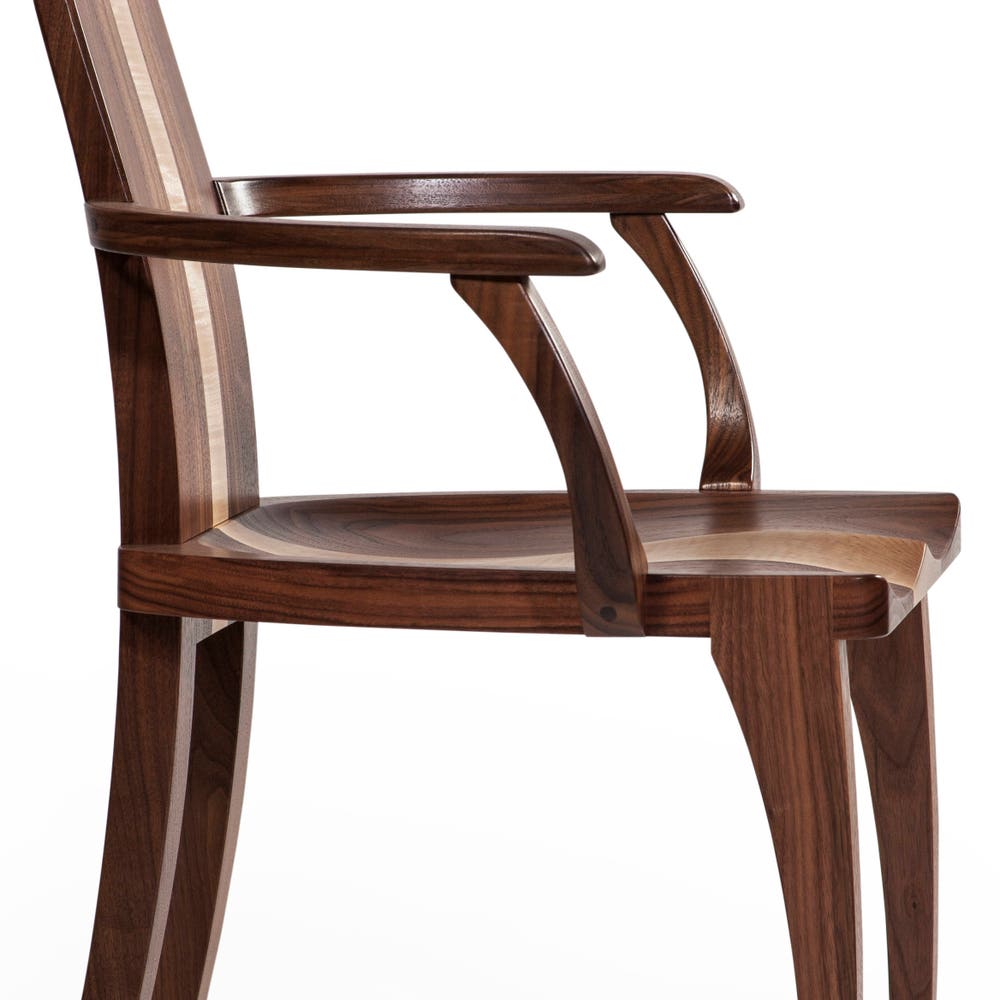 Dining Chair With Arms / Captain's Chair Handmade from Solid Dark Walnut Wood, "Gazelle Armchair" - Image 3