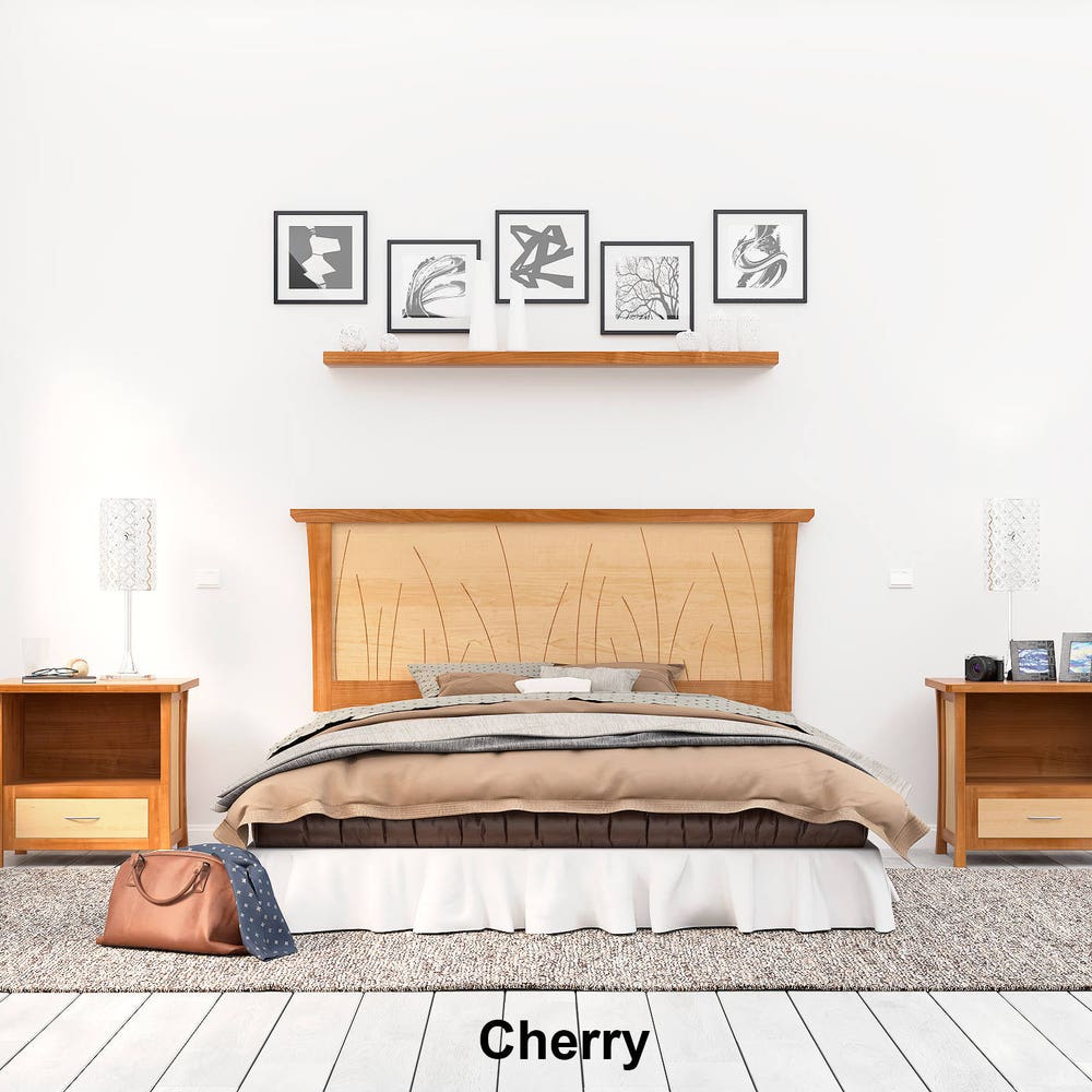 Headboard Queen Size Cherry, Bed, Solid Wood Headboard, King, Full, Twin, California King, Curly Maple, Inlay "Prairie" - Image 8