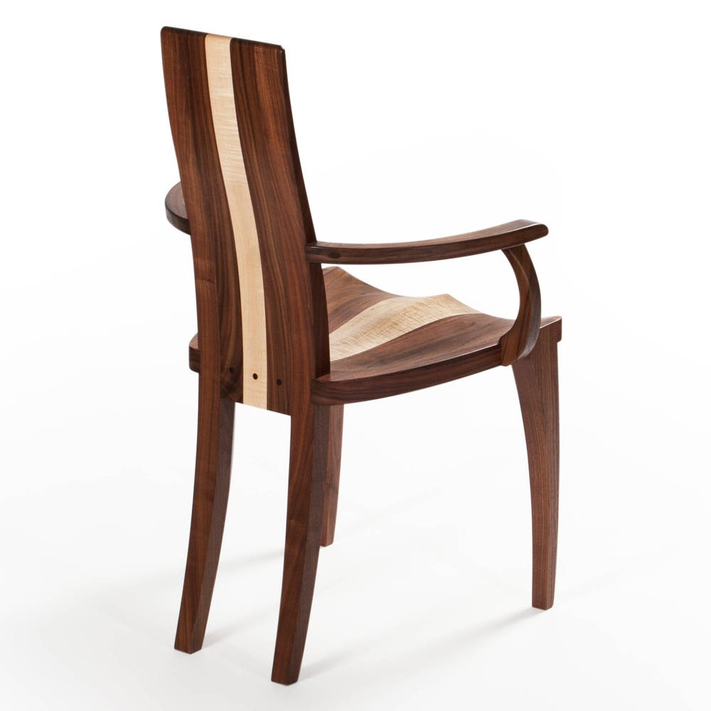 Dining Chair With Arms / Captain's Chair Handmade from Solid Dark Walnut Wood, "Gazelle Armchair" - Image 5