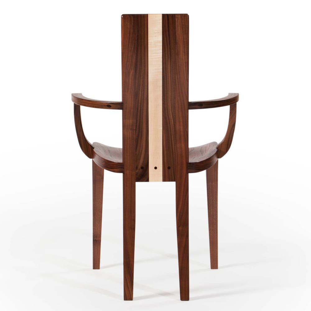 Dining Chair With Arms / Captain's Chair Handmade from Solid Dark Walnut Wood, "Gazelle Armchair" - Image 2