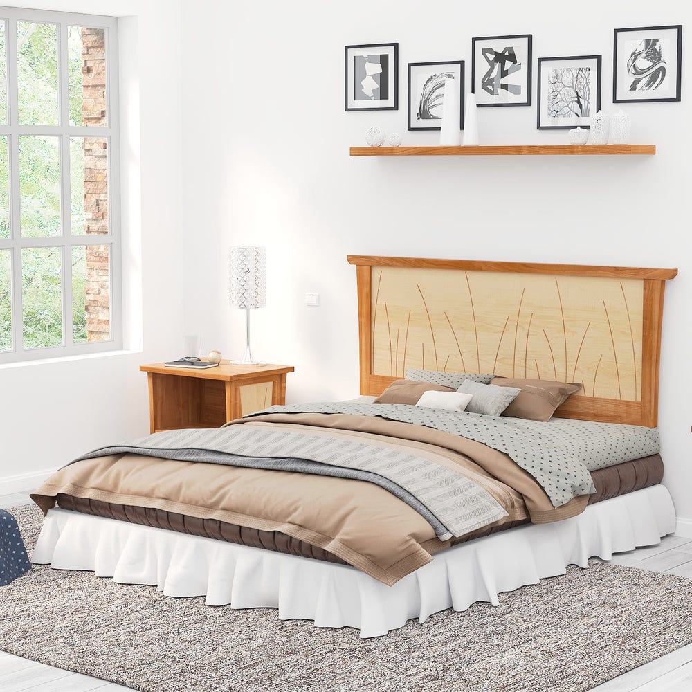 Headboard Queen Size Cherry, Bed, Solid Wood Headboard, King, Full, Twin, California King, Curly Maple, Inlay "Prairie" - Image 5