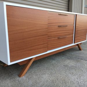 72" Bespoke Statement Credenza - 2 Door, 3 Drawer - White & Mahogany