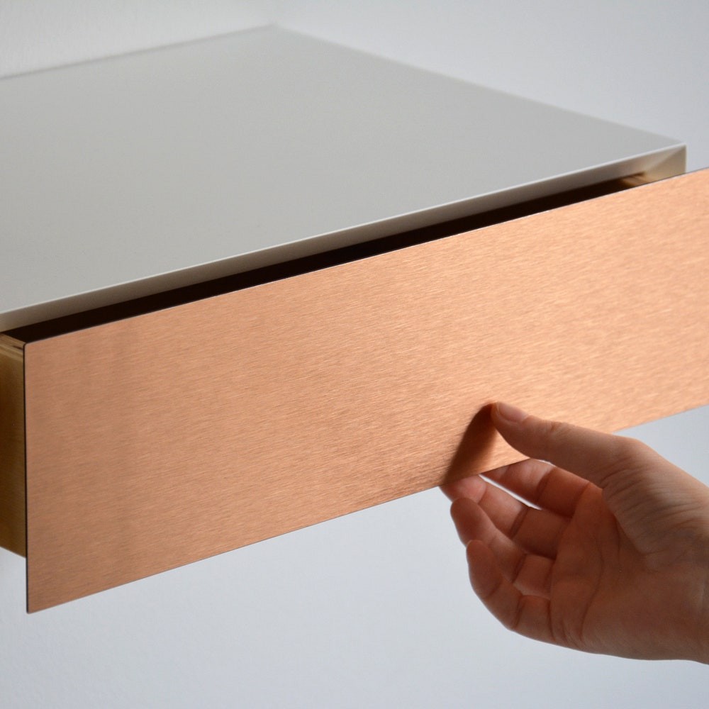 Floating nightstand with COPPER drawer - Image 6