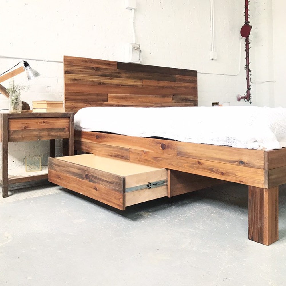Boswell Stow Bed - Storage Bed - Platform Bed Frame & Headboard - Drawers - Cedar Barn Wood Style -Rustic Modern - Handmade in USA - Image 10