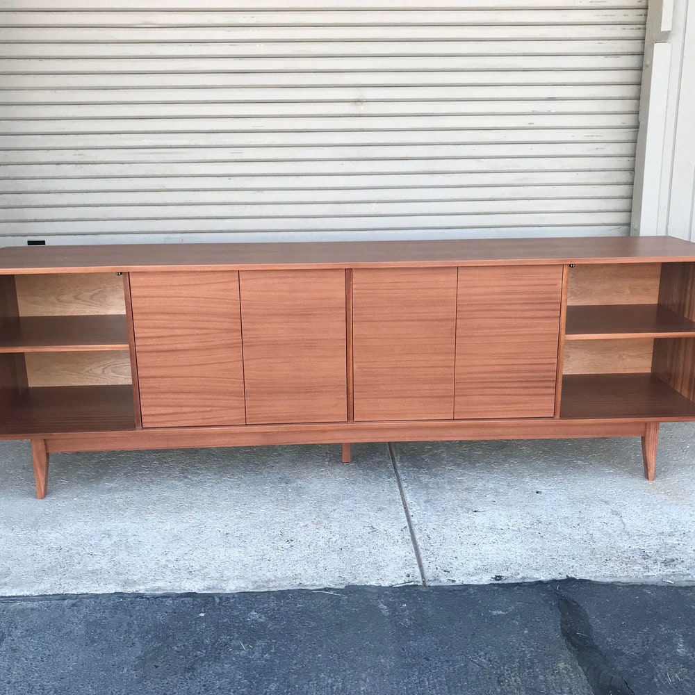96" TV Console/ Credenza / Buffet - Mid-Century Style in Mahogany - Image 6