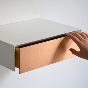 Floating nightstand with COPPER drawer