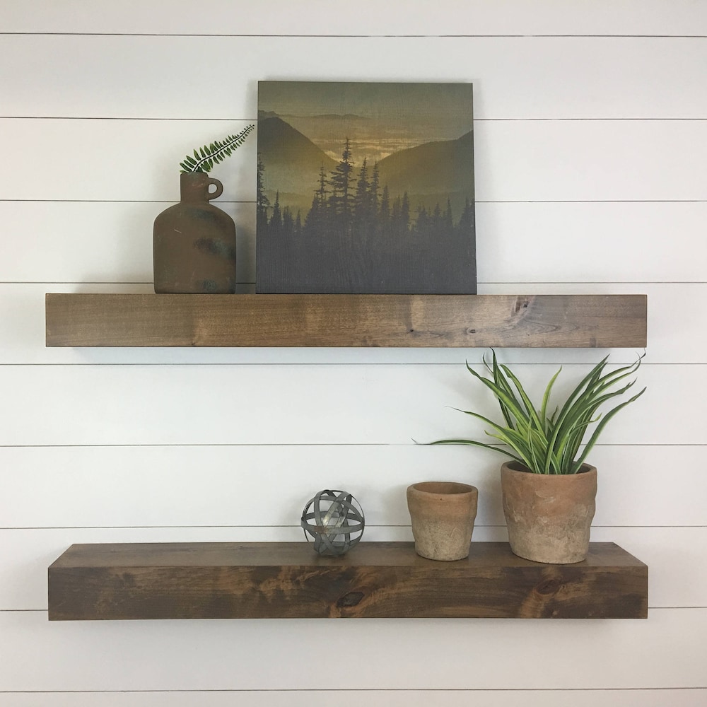 Floating Shelves // Set of Two Contemporary Rustic Floating Shelves // Floating Shelf //Contemporary Floating Shelves // Wood Shelves - Image 7