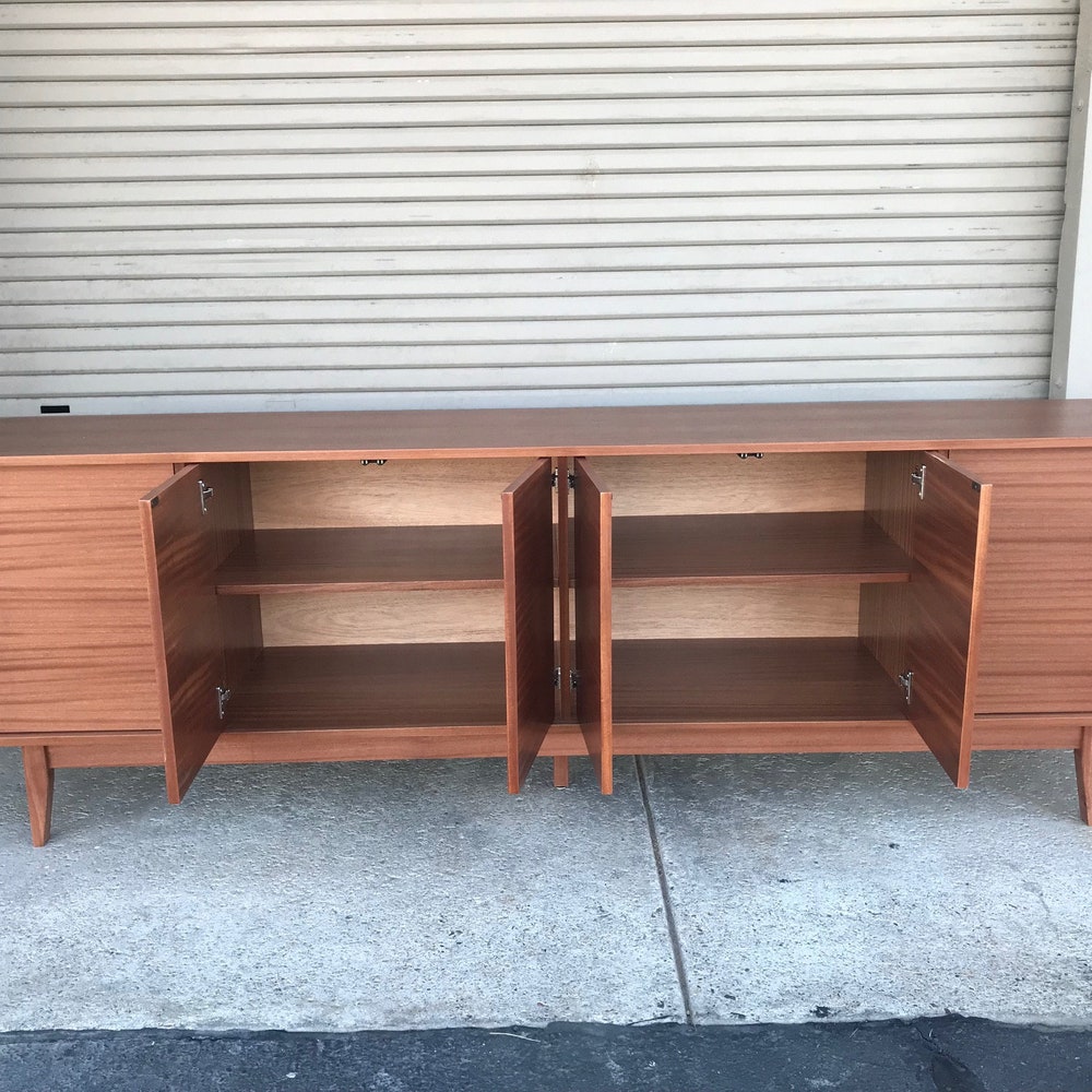 96" TV Console/ Credenza / Buffet - Mid-Century Style in Mahogany - Image 4