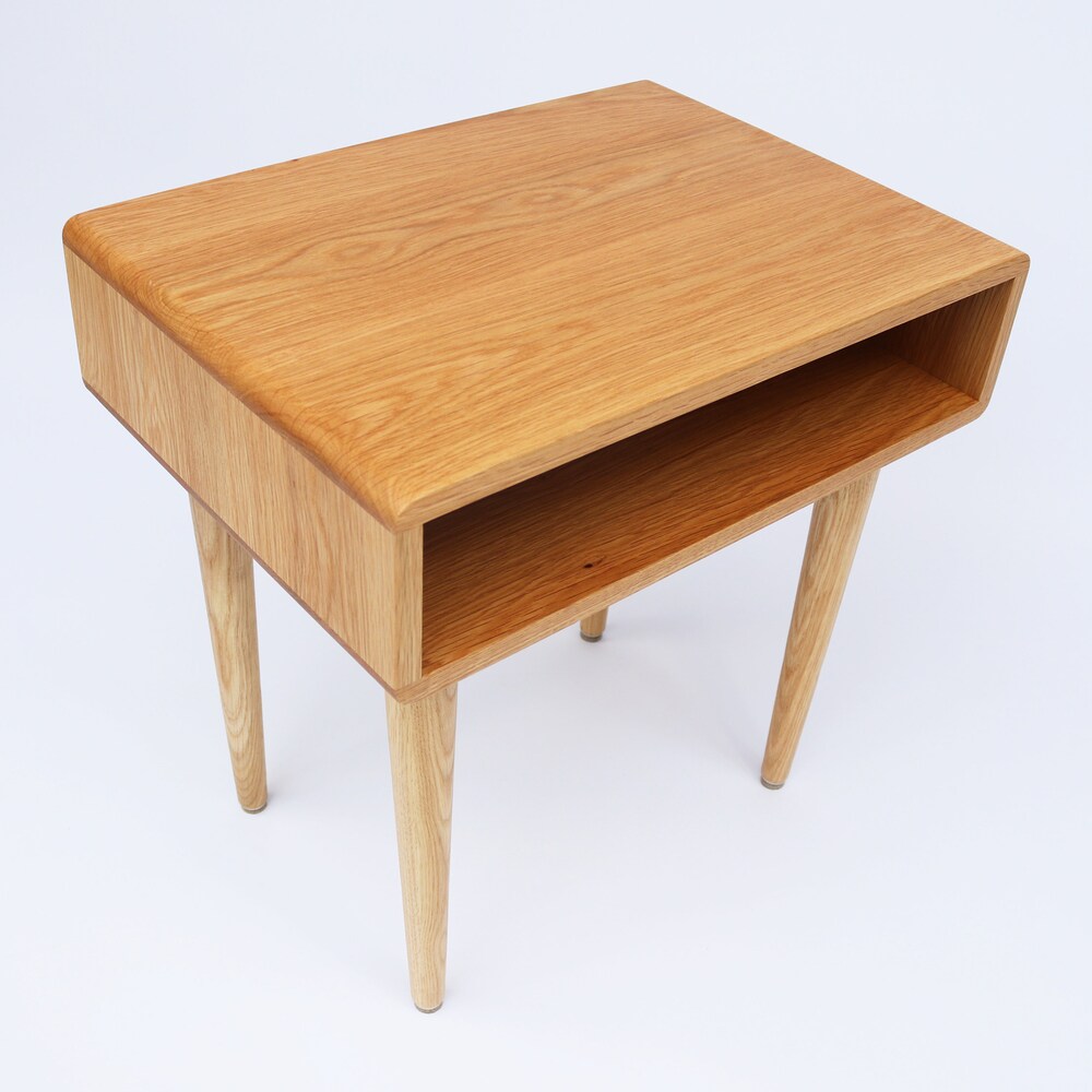 Nightstand, Side table, Bedside table with shelf in solid Walnut or Oak wood - Image 5