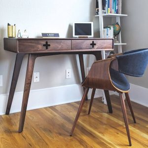 il_1000x1000.1886720793_hwhv-1.jpg DESK PLUS 40" - modern solid walnut Office Desk, Modern writing table with two drawers, 32" tall