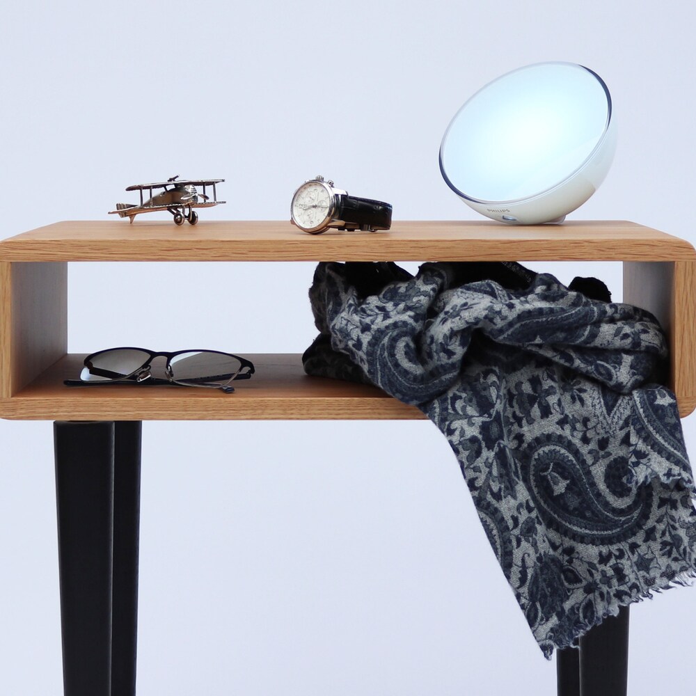 Nightstand, Side table, Bedside table with shelf in solid Walnut or Oak wood