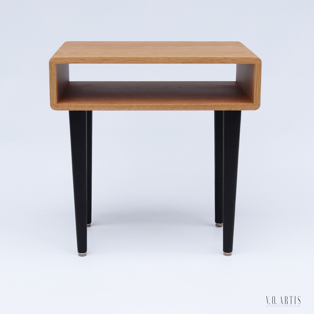 Nightstand, Side table, Bedside table with shelf in solid Walnut or Oak wood - Image 4