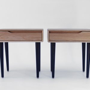 Pair of solid oak nightstand, Bedside table with 1 or 2 drawer,  Mid Century Table