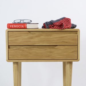 Nightstand, Bedside table, side table with two drawers in solid Walnut or Oak  wood