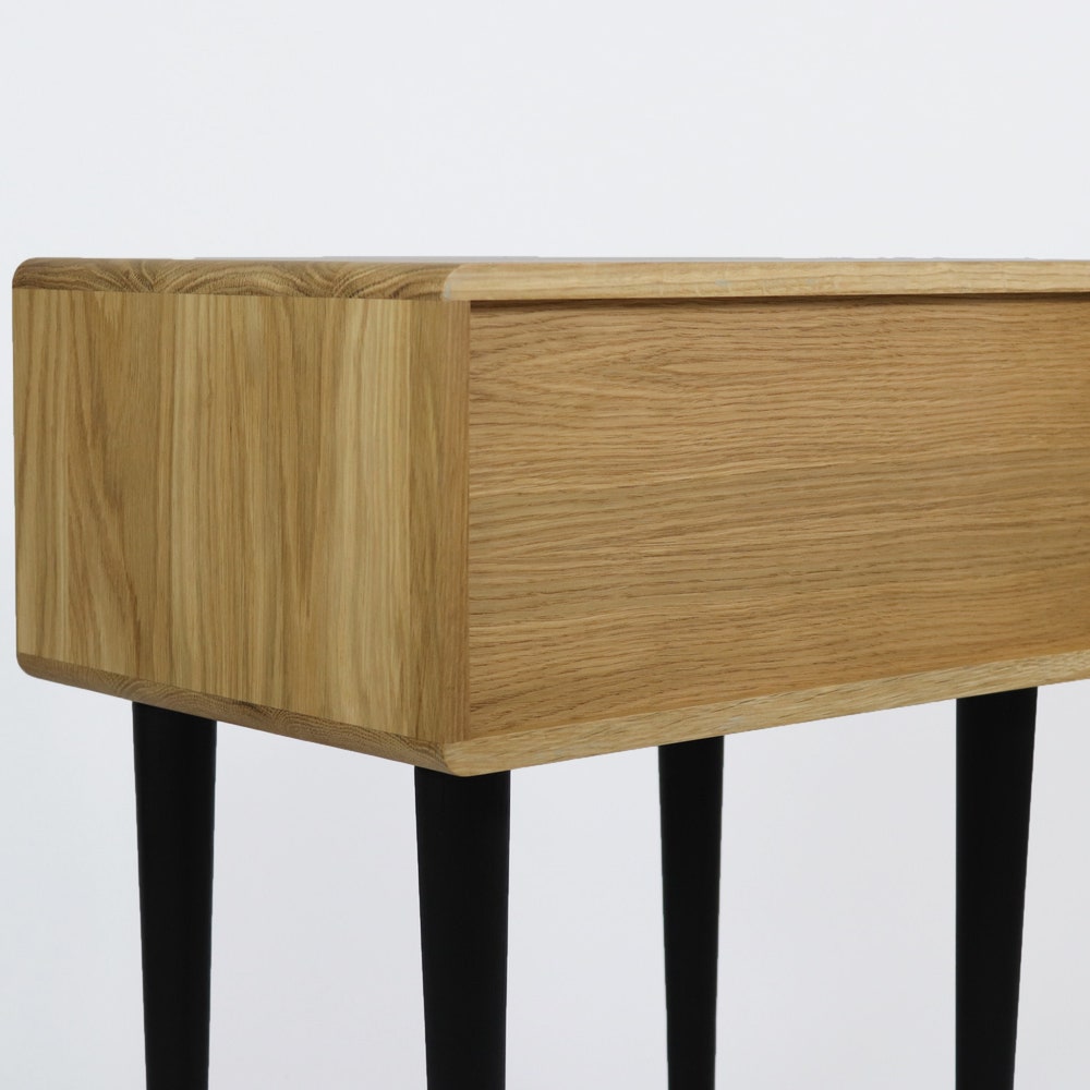 Nightstand, Bedside table, side table with two drawers in solid Walnut or Oak wood - Image 10