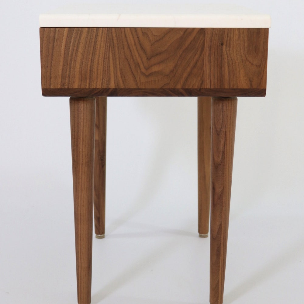 Nightstand, Bedside table, Side Table, in solid Walnut or Oak, with drawer and marble top - Image 6