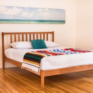 Classic Modern Bed with Slatted Headboard