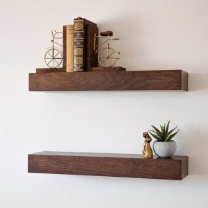 Walnut Floating Shelf, Modern Floating Shelves, FREE SHIPPING, Custom Finishes, Genuine Hardwood, Contemporary Design, Dark Stain