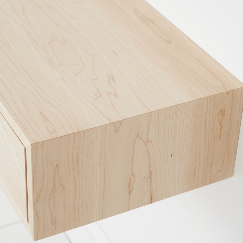 Floating Nightstand with Drawer / Mid Century Modern Bedside Table in Solid Maple - Image 10