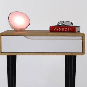 Bedside table, Nightstand, Side table with white drawer in solid Walnut or Oak  wood