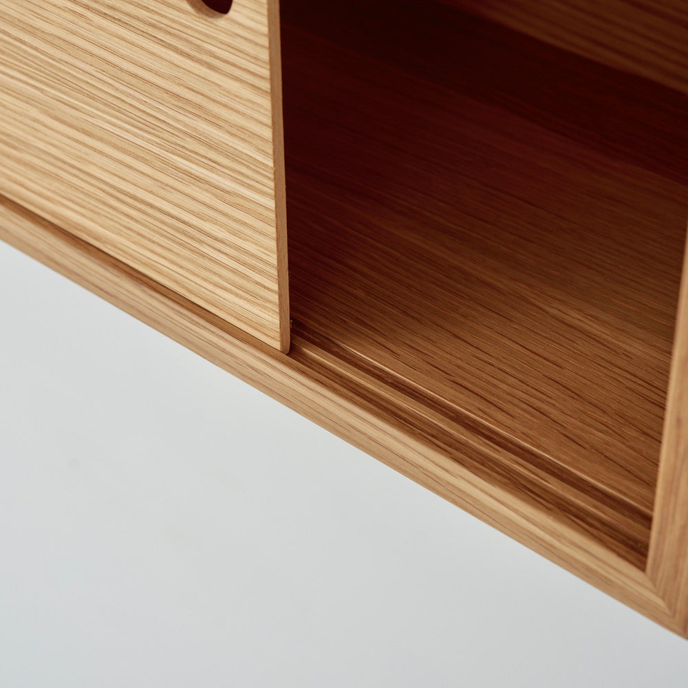 Floating Kitchen Storage Cabinet with Sliding Doors Handmade in Solid White Oak - Image 6