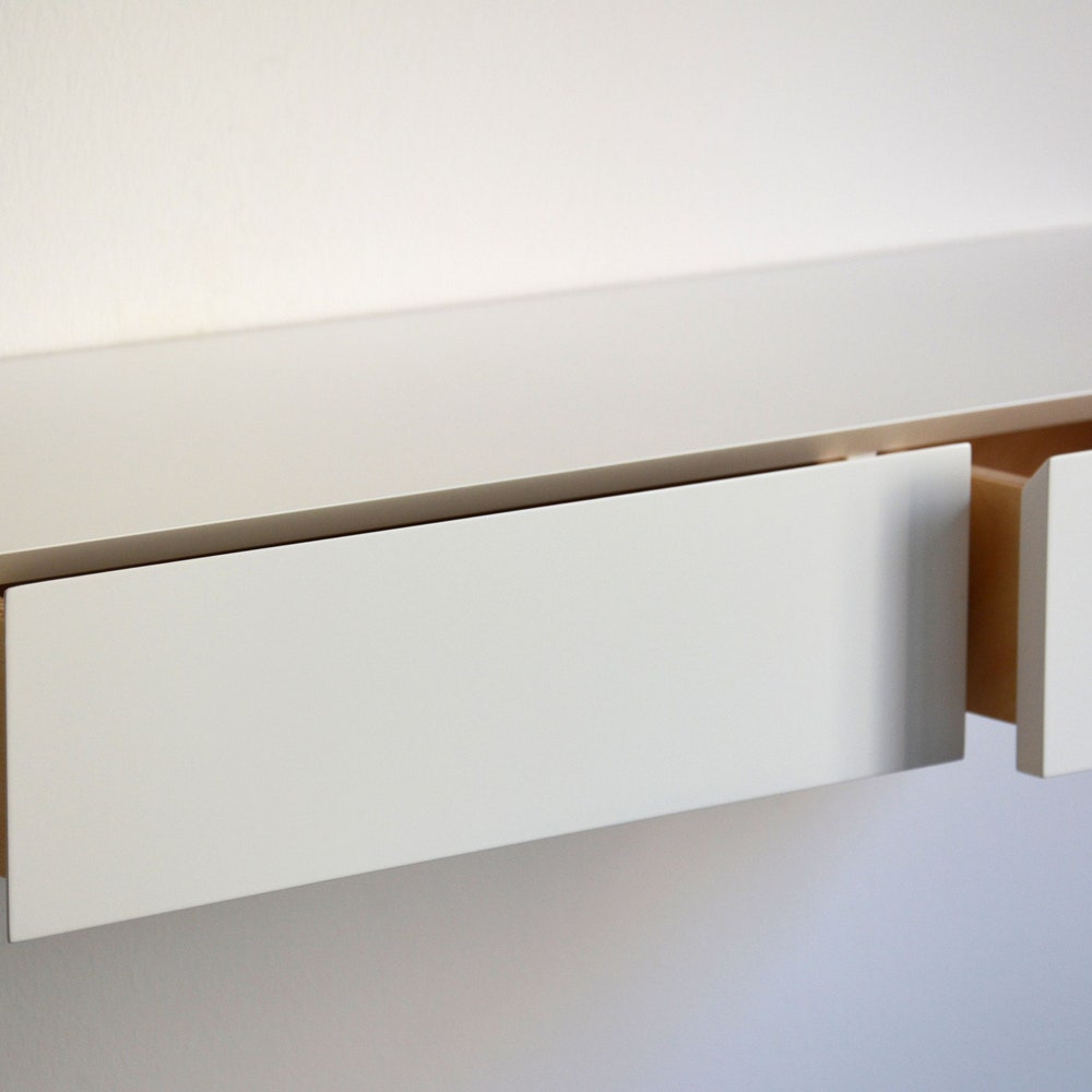 Minimalist white floating dressing table / vanity shelf - Image 8