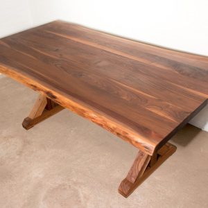 Live Edge Farmhouse Table, Kitchen Table with Wood Farmhouse Legs, Farmhouse Kitchen Table, Live Edge Walnut Table for a Farmhouse Kitchen