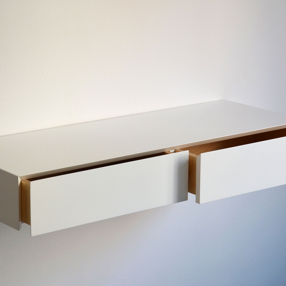 Minimalist white floating dressing table / vanity shelf - Image 5