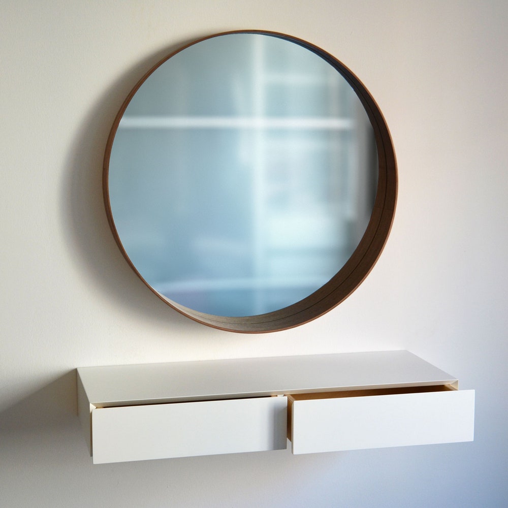 Minimalist white floating dressing table / vanity shelf - Image 7