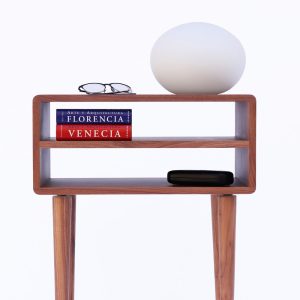 Mid century Nightstand, Bedside table, side table with two shelf in solid Walnut or Oak  wood