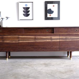 Mid Century Modern Walnut Credenza | Solid Wood Media Cabinet | Custom Media Console | Mid Century Modern Living Room Furniture | Buffet