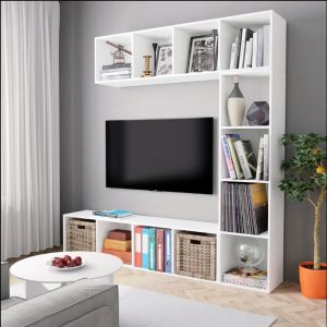 TV Furniture / Library Set of 3 pcs.white  Color 175x25x180 cm,tv table,entertainment center with bookcases