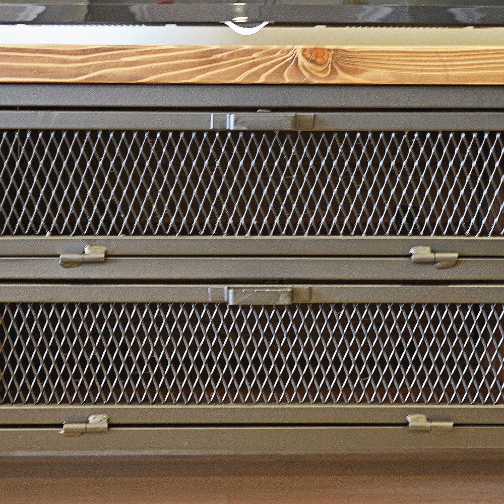 Modern Industrial Wood and Steel Tv Unit - Urban / Natural Wooden and Metal Media Console / Loft Style Tv Stand / Entartainment Center - Image 6