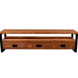 Modern Solid Wood Tv Stand - Rokko / Solid Wooden and Metal Tv Unit / Natural Wood Media Console / Rustic Entartainment Center