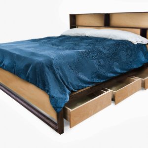 Maple Bed with headboard storage and charging, Platform Bed frame with drawers, Queen bed, King bed, Wooden Platform bed frame