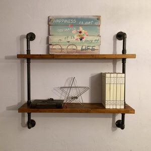 Wall Shelf Unit,  Rustic Wood and Pipe Shelves, Open Shelving, Kitchen and Bathroom Storage