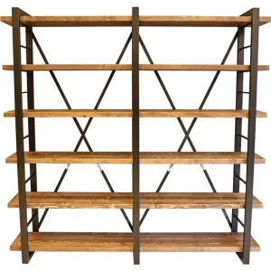 Rustic Wooden Bookshelf - Timber X / Handmade Solid Wood and Metal Bookcase / Living Room and Office Book and Object Display Shelving Unit