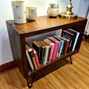 Turntable Vinyl organizer Tv stand.book case.drinks cabinet.music record player.vintage rustic storage.industrial.hairpin legs.console table