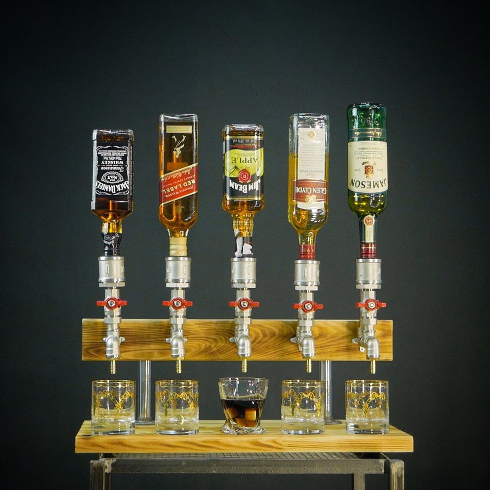 Five Optics Wall Mount Drinks Dispenser - Whiskey Dispenser And Smoker Kit Set - Unique Gifts - Bachelor Party Decor- Industrial Bar Decor - Image 3