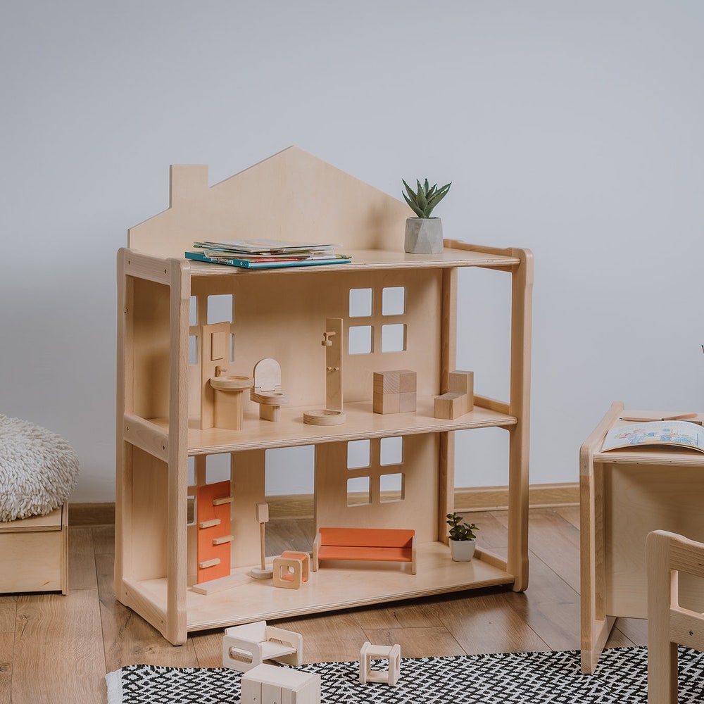 KIKI DOLLHOUSE shelf, MONTESSORI Bookshelf, Wooden Furniture for Nursery, Playroom Décor, Gift for kids - Image 4