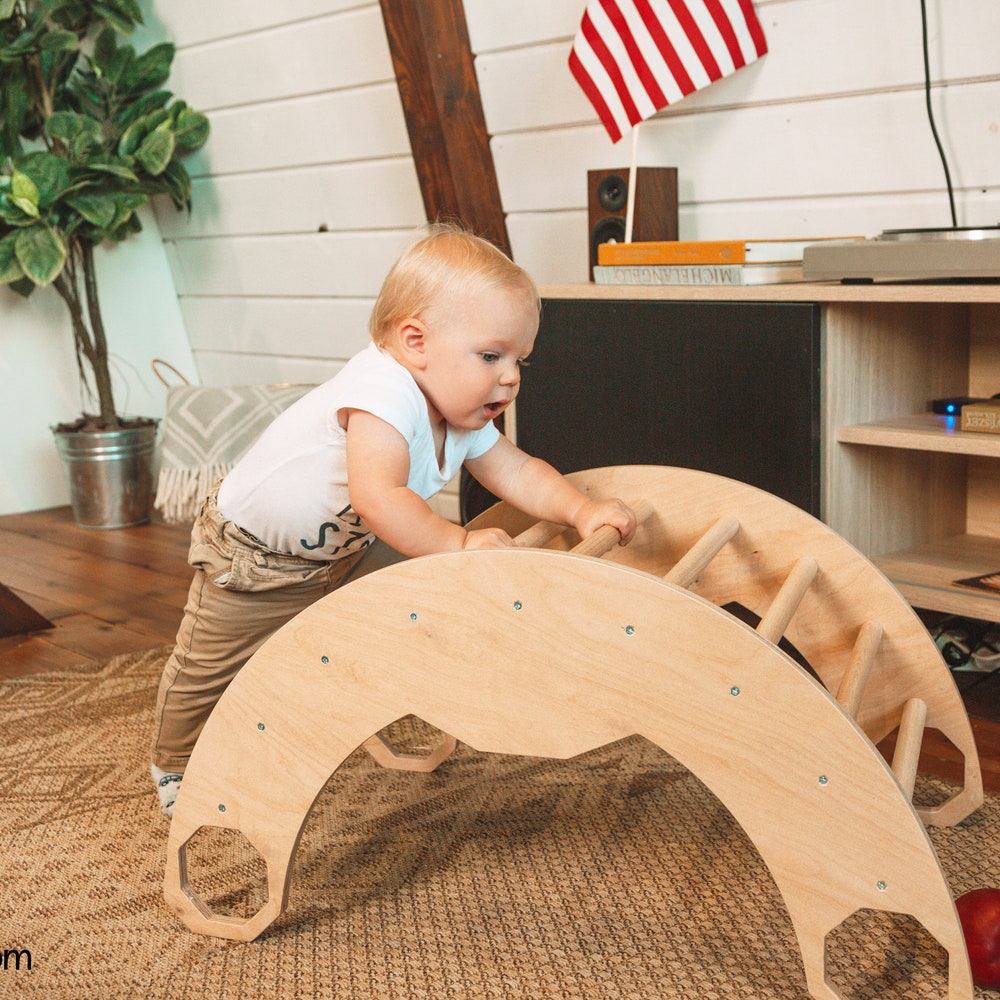 Climbing arch, Baby Activity Board, Montessori furniture, Toddler Gym, Toddler arch, Wooden climb toy Climbing furniture Wood play gym - Image 5
