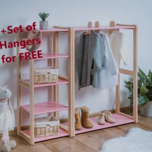 Child Montessori clothing rack type A without shelf with Montessori MAXI shelf  Kid wardrobe  Gift for kids
