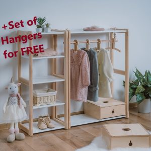 Child Montessori clothing rack type B without shelf combined with Montessori MAXI shelf Kid wardrobe Gift for kids