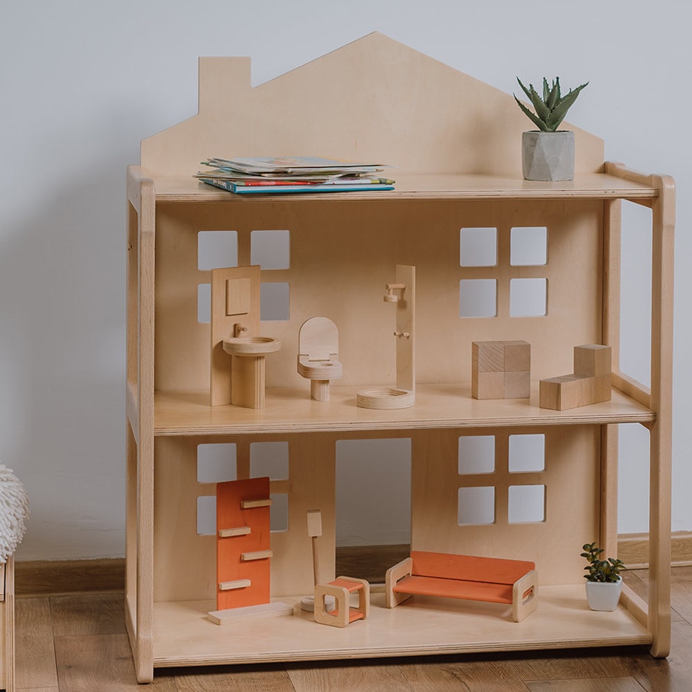 KIKI DOLLHOUSE shelf, MONTESSORI Bookshelf, Wooden Furniture for Nursery, Playroom Décor, Gift for kids - Image 2