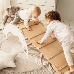 il_1000x1000.2723112650_7cjl.jpg Set of two items: Climbing Arch + Climbing ramp, Montessori furniture Toddler climber Waldorf rocker Baby play gym